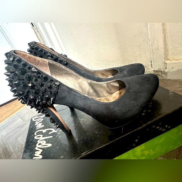 Sam Edelman Black Suede S-Roza Studded Pumps Size 7.5 READ DESCRIPTION - Picture 14 of 15